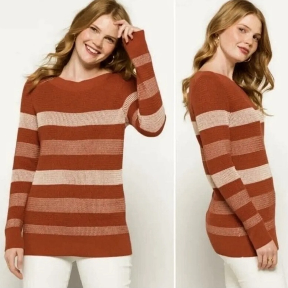 Market & Spruce Tawnee Cotton Blend Waffle Stitch Orange Sweater Size XXL NWT
